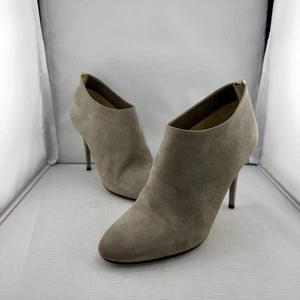 Jimmy Choo Taupe Suede Ankle Booties 37.5 (7.5US) High Heel Stiletto Zip Italy - Picture 1 of 15