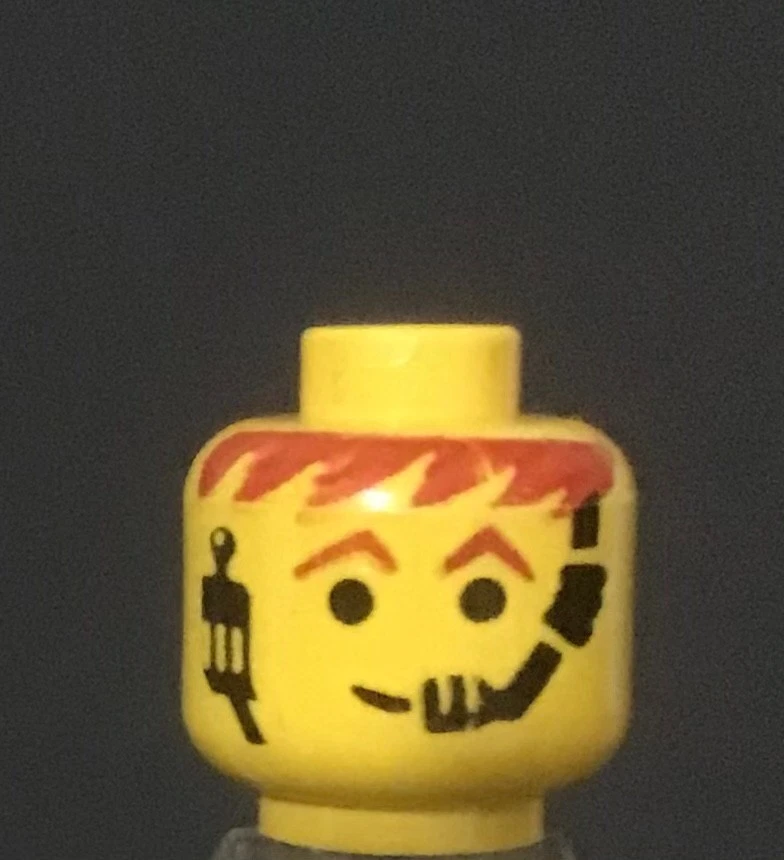 LEGO 1 Amarillo Cabeza Masculina Claro Rojo Pelo Cejas Micrófono Clásico Espacio Minifigura Foto 1 de 1