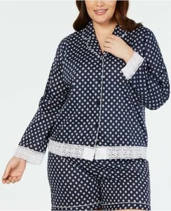 Charter Club Lace Trim Printed Notch Collar Pajama Top Variety Sizes - Imagen 1 de 7