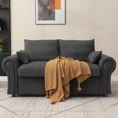 Sofá sofá sofá asiento profundo de tela de 2/3 plazas con almacenamiento debajo sala oficina Foto 1 de 4