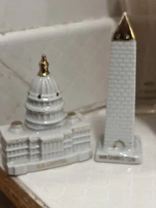 Vintage Gold Guilded Washington DC Capital Salz und Pfefferstreuer Japan - Bild 1 von 6