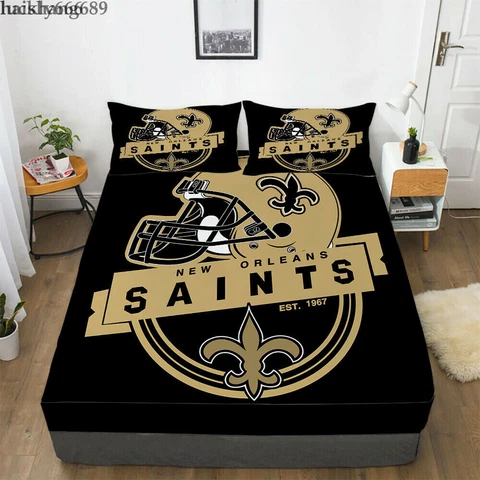 New Orleans Saints Fitted Sheet Mattress Cover Bed Sheets & Pillowcase Set 3PCS Cover