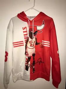 Michael Jordan Chicago Bulls Sweatshirt Hoodie Red and White - SMALL - Picture 1 of 7