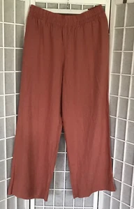Pantalones antiguos azul marino de lino cintura alta pierna ancha grandes boho melocotón óxido nuevos con etiquetas - Imagen 1 de 9
