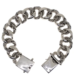 925 sterling silver Link Bracelet Bangle Gothic Biker Viking Celtic Leaf Vine - Bild 1 von 4