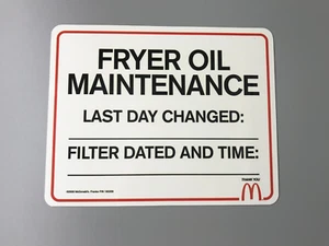 Letreros de mantenimiento de aceite de freidora McDonald's: conjunto de 5 - Imagen 1 de 2