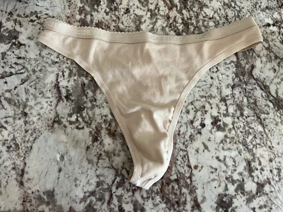 Tanga Panty Algodón Beige L True Vintage Victoria Secret Signature Cintura Foto 1 de 3