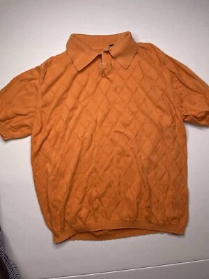 Bachrach Short Sleeve Sweater Polo Made In Italy Cotton Rayon Diamond Sz. L - Image 1 of 3