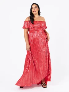 Partykleid Damen rot metallic Gr. 22 - Bild 1 von 3