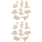 16 Pcs Wooden Dinosaur Chips DIY Crafts Kids Toy Accessory Assorted