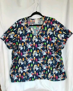 Disney Stitch Medical Scrub Top Women's Size 3XL -K56 - Picture 1 of 3