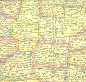 1920s Vintage OHIO Railroad Map Wall Art Original Railway Lines CH&D RR - Picture 1 of 10