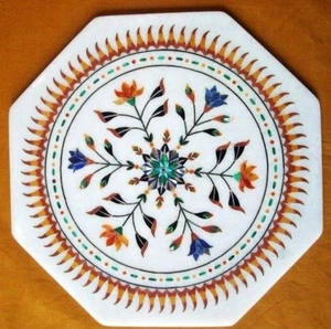 16" Marble Table Top Inlay Pietra Dura Floral Work - Picture 1 of 1