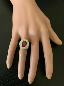 2.85Ct Oval Cut Simulated Red Ruby Engagement Ring 14K Yellow Gold Plated Silver - Picture 1 of 4