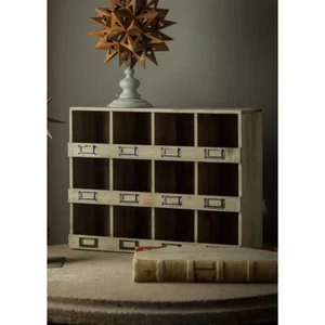 Rustic Wood 12 Compartment Cubby Box Wall Shelf 21 x 16 Antique Style - Picture 1 of 4