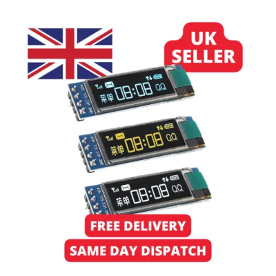0.91" OLED Display SSD1306 Blue/Yellow/White for Arduino or ESP32 I2C 128x32 - Image 1 of 4