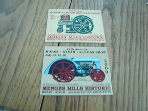 1997 2000 Menges Mills historisches Pferd Gasdampfmaschine Show Armaturenbrett Schilder - zwei - Bild 1 von 1