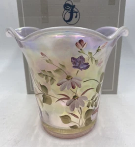 Fenton handbemalte Champagner Vase 4751 PI Family Signature LTD Edition - Bild 1 von 9