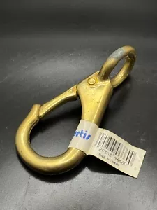 3-3/4 Solid Brass Rigid Eye Spring Snap Boat Hook 3/4" Eye Marine Grade Wide NOS - Picture 1 of 10