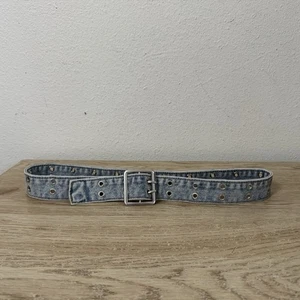 Cintura donna blu jeans denim doppiopetto rivettata taglia M anni 90 Y2K vintage 41" - Foto 1 di 5
