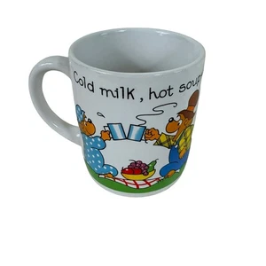 Berenstain Bears Vintage Henkel Kaffeebecher Picknick 1987 S & J Berenstain weiß - Bild 1 von 4