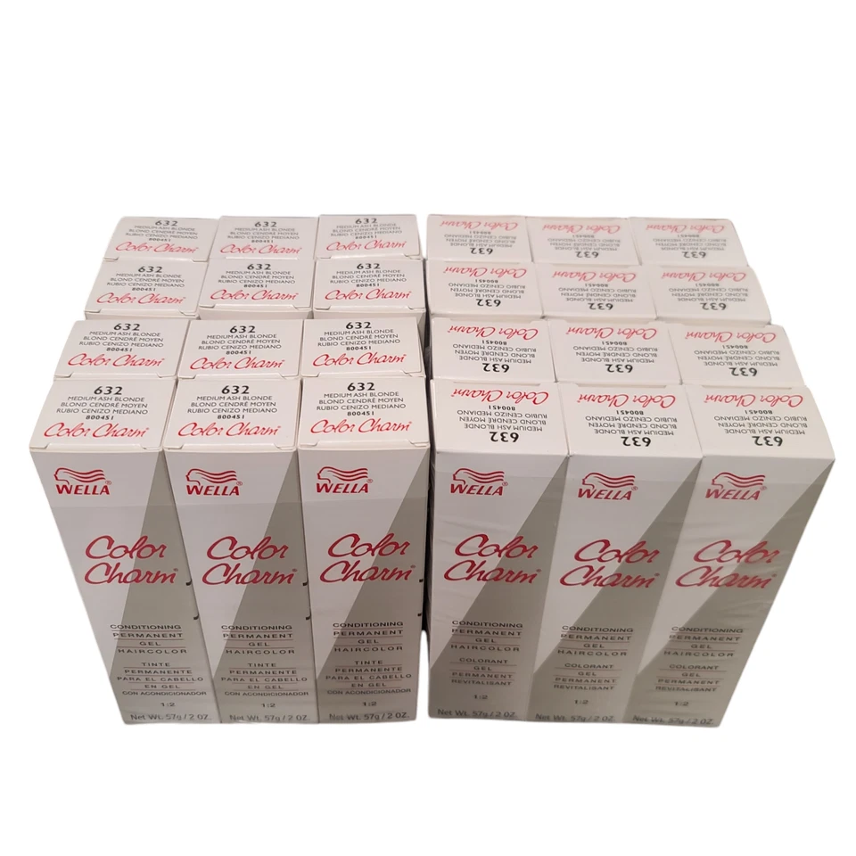 24 Pack Wella Color Charm Permanent Gel Hair Color 632 Medium Ash Blonde - 2 oz - Image 1 of 4