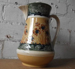 McIntyre Moorcroft Tubeline Poppy Decoration Hot Water Jug. Early 20thC Antique. - Picture 1 of 12