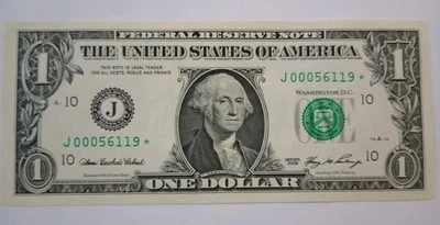 2006 Star Note $1 Dollar Bill 💵 Fort Worth J Low Serial Number 👀 Uncirculated - Image 1 of 4