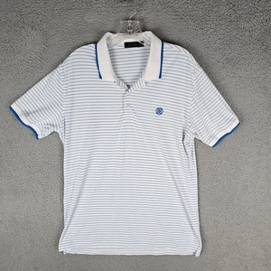 G/Fore Polo Shirt Mens Medium White Blue Stripe Stretch Golf Performance Popover - Picture 1 of 10
