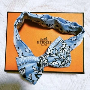 Hermes Noopapillon Blue Unisex Bow Tie 24cm NWT Authentic - Picture 1 of 4