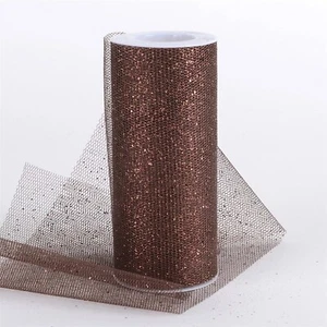 6" Wide Brown Glitter Tulle Fabric - 10 Yards (TF011007) - Picture 1 of 1