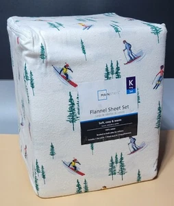 Mainstays 4 Piece Vanilla Dream Skiers Flannel Sheet Set. Size: KING -Brand NEW - Picture 1 of 4