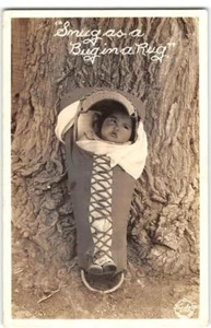 Lake Tahoe RPPC Indian Baby Papoose Frashers Foto Cámaras Lodge, CA 1944 - Imagen 1 de 2