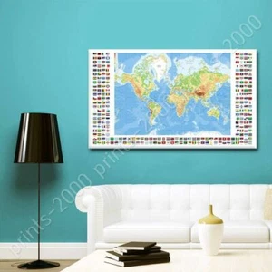 Physical Modern Flags #1 by World Map | Poster or Wall Sticker Decal | Wall art - Picture 1 of 18