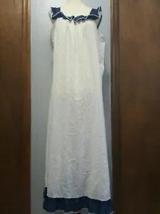 Sommerkleid Strand Cover Up lang weiß blau gepunktet Nachthemd M Kätzchen von Katz - Bild 1 von 11