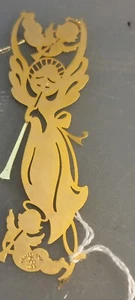 Sammlerstück Vintage Tamerlane Gold Weihnachtsschmuck - Engel mit 2 Cherubs festlich - Bild 1 von 2