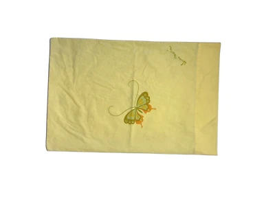 Funda de Almohada Vintage Martex & Hanae Mori Años 70 Mariposa Amarilla Firmada King Sham Foto 1 de 4