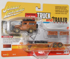 Johnny Lightning 1/64 1980 TOYOTA LAND CRUISER Dirty Car Trailer Model Toy Set