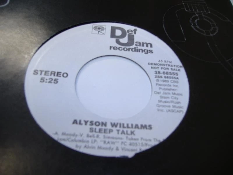 80's Promo 45 ALYSON WILLIAMS Sleep Talk on Def Jam 2 (promo) 2 - Image 1 of 1