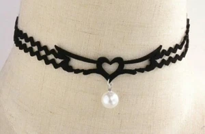 Choker collarino ali d'angelo cuore portafortuna perla regalo - Foto 1 di 1