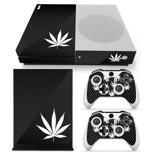 Xbox One S Console Skin Decal Sticker Black Weed Marijuana Custom Design Set - Picture 1 of 3