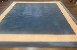 Blue and Cream Square Rug 10x10 ft, Large Square Carpet - Picture 1 of 10