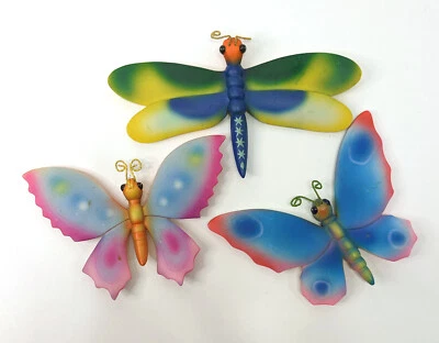 Butterflies (5-½ x 4”) & Dragonfly (7 x 4”) 3 pc Lot Resin Wall Hanging Decor - Изображение 1 из 4