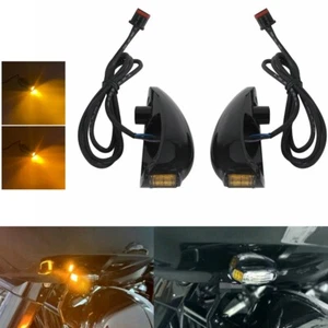 Pair Mini LED Turn Signal Light DRL Lamp For Harley Road Glide FLTRU FLTRK 15-23 - Picture 1 of 10