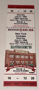 Yankees Red Sox ASG Fenway Park MLB Ticket Stub Trot Nixon HR 7/31/1999 - Picture 1 of 2