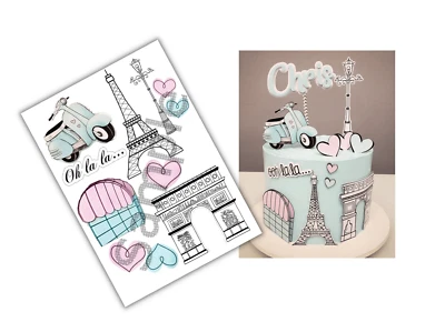 Paris Edible Cake Wrap, Edible Cake Topper, Edible Image