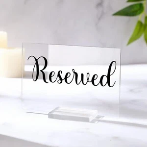 10 Set Reserved Table Sign Clear Acrylic Wedding Sign Reserved Sign with Hold... - Picture 1 of 7