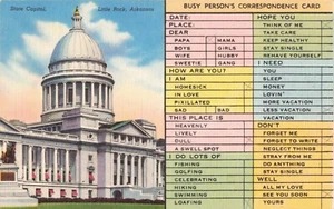Postcard Busy Person Correspondence Card State Capitol Little Rock Arkansas AR - Picture 1 of 2