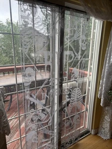 HERITAGE LACE WHITE "REST IN PIECES" WINDOW/CURTAIN PANEL HALLOWEEN 76" x 38" - Picture 1 of 7