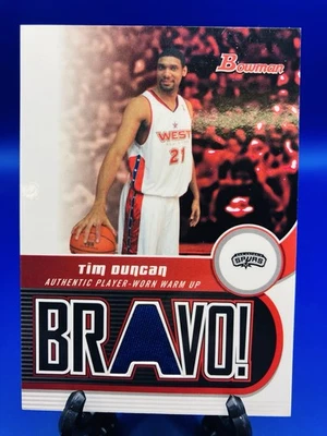 Camiseta deportiva Bowman Tim Duncan Bravo 2005-06 usada en juegos #BV-TD Spurs Salón de la fama Foto 1 de 2
